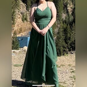 Cicinia Aryanna Hourglass Floor Length Dark Green Chiffon Long Bridesmaid Dress